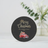 ブラック金ゴールド格子赤トラックメリークリスマスカード シーズンカード (スタンド正面)