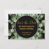 ブラック金ゴールド植物体2日付円を保存 案内状 (正面)