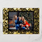 ブラック金ゴールド植物性クリスマスフレームフォト 箔シーズンカード (正面)