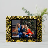 ブラック金ゴールド植物性クリスマスフレームフォト 箔シーズンカード (立ち正面)