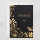 ブラック金ゴールド植物性フェスティバルスタイリッシュクリスマス シーズンカード (裏面)
