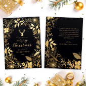 ブラック金ゴールド植物性フェスティバルスタイリッシュクリスマス シーズンカード