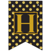 ブラック金ゴールド水玉模様グラムデザイン束旗 バンティングフラッグ (第2の旗)