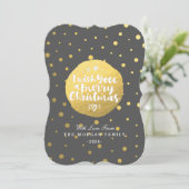 ブラック金ゴールド水玉模様メリークリスマススクリプト写真 シーズンカード (スタンド正面)