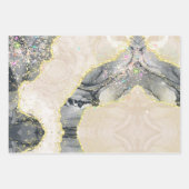 ブラック金ゴールド水色アルコールインクスパークリーグリッター ラッピングペーパーシート (正面2)