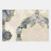 ブラック金ゴールド水色アルコールインクスパークリーグリッター ラッピングペーパーシート (正面)