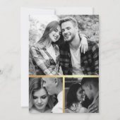 ブラック金ゴールド流体インクフォトコラージュ結婚ズ 招待状 (裏面)