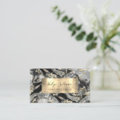 ブラック金ゴールド流体大理石名刺 名刺 (スタンド正面)