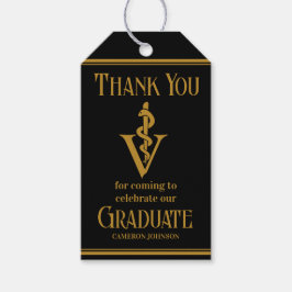 ブラック金ゴールド獣医学校卒業パーティー ギフトタグ