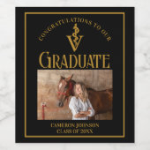 ブラック金ゴールド獣医学校卒業パーティー ワインラベル (シングルラベル)