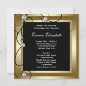 ブラック金ゴールド男の赤ちゃんガールフォト《キリスト教》洗礼式や命名式 招待状 (裏面)