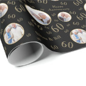 ブラック金ゴールド番号写真創立60周年記念 ラッピングペーパー (ロールコーナー)