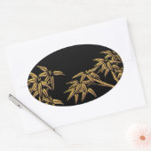 ブラック金ゴールド竹アジア封筒用シールシール 楕円形シール (封筒)