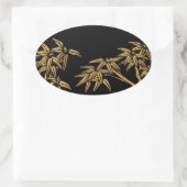 ブラック金ゴールド竹アジア封筒用シールシール 楕円形シール (バッグ)