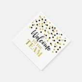 ブラック金ゴールド紙吹雪ようこそチームへ スタンダードカクテルナプキン (角)