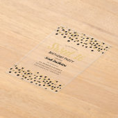 ブラック金ゴールド紙吹雪グリッタースウィート16 アクリル招待状 (レイダウン)