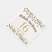 ブラック金ゴールド紙吹雪グリッター16誕生日 スタンダードランチョンナプキン (角)