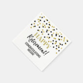 ブラック金ゴールド紙吹雪ハッピーリタイア スタンダードカクテルナプキン (角)