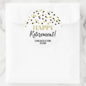 ブラック金ゴールド紙吹雪ハッピーリタイア ラウンドシール (バッグ)