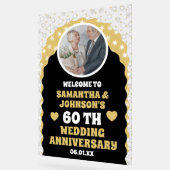 ブラック金ゴールド紙吹雪写真結婚60周年 アクリルサイン (傾斜)