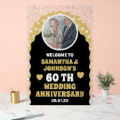ブラック金ゴールド紙吹雪写真結婚60周年 アクリルサイン (ウェディング)