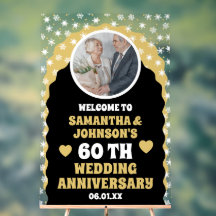 ブラック金ゴールド紙吹雪写真結婚60周年