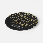 ブラック金ゴールド紙吹雪卒業2021 ペーパープレート (アングル)