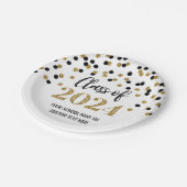 ブラック金ゴールド紙吹雪卒業2024 ペーパープレート (アングル)