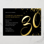 ブラック金ゴールド紙吹雪30th Birthday 箔招待状<br><div class="desc">リトル・ベイリー店でおもしろい誕生日招待状をもっと！</div>