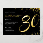 ブラック金ゴールド紙吹雪30th Birthday 箔招待状<br><div class="desc">リトル・ベイリー店でおもしろい誕生日招待状をもっと！</div>