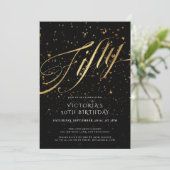 ブラック金ゴールド紙吹雪50th誕生日パーティー 招待状 (スタンド正面)