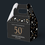 ブラック金ゴールド紙吹雪50th birthdayお願いボックス フェイバーボックス<br><div class="desc">50誕生祝いの金ゴールド、黒、白の紙吹雪テーマ。お祝いカスタマイズの名前とパーティーの日付と、この60歳の誕生日のお願い箱をパーソナライズし、そしてボックス。この美しいギフトボックスに優雅に誕生日の贈り物をパッケージ。このボックスの紙吹雪パターのまわりにンを使ってテーマを続けた。</div>