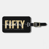 ブラック金ゴールド素晴らしい55誕生日旅行 ラゲッジタグ (正面横)