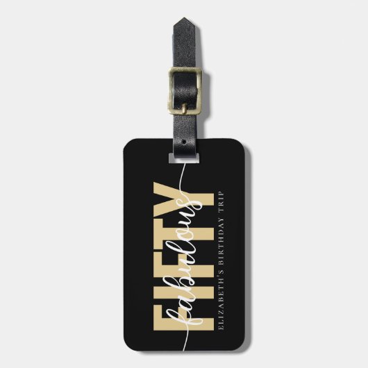 ブラック金ゴールド素晴らしい55誕生日旅行 ラゲッジタグ (正面縦)