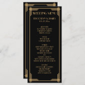 ブラック金ゴールド素晴らしギャツビーアールデコ結婚のメニューカード メニュー (正面/裏面)