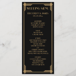 ブラック金ゴールド素晴らしギャツビーアールデコ結婚のメニューカード メニュー