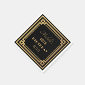 ブラック金ゴールド素晴らしギャツビーアールデコ誕生日 スタンダードカクテルナプキン (角)