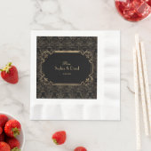 ブラック金ゴールド素晴らしギャツビーアールデコ1920s結婚s 縁ありランチョンナプキン (インサイチュ)