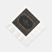 ブラック金ゴールド素晴らしギャツビーアールデコ1920s結婚s 縁ありランチョンナプキン (角)