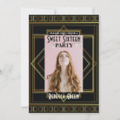 ブラック金ゴールド素晴らしギャツビーSweet sixteenパーティー 招待状 (正面)