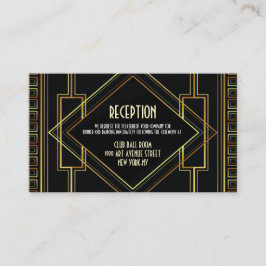 ブラック金ゴールド素晴らしヴィンテージギャツビー式披露宴 エンクロージャーカード