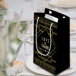 ブラック金ゴールド素晴らしヴィンテージ結婚式の引き出物 スモールペーパーバッグ