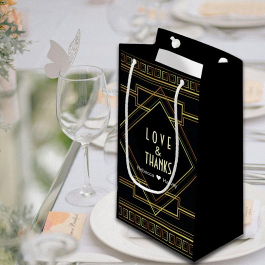 ブラック金ゴールド素晴らしヴィンテージ結婚式の引き出物 スモールペーパーバッグ