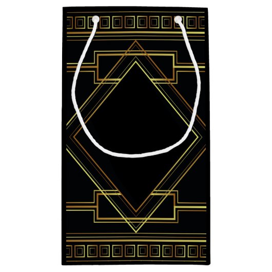 ブラック金ゴールド素晴らしヴィンテージ結婚式の引き出物 スモールペーパーバッグ (裏面)