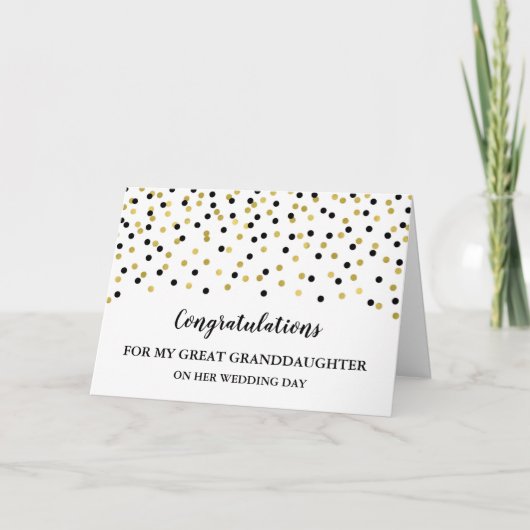 ブラック金ゴールド素晴らし孫娘ウェディングデー カード (正面)