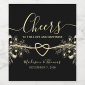 ブラック金ゴールド結婚のワインボトルラベル ワインラベル (シングルラベル)