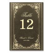 ブラック金ゴールド結婚のヴィンテージエレガントスクリプト テーブルナンバー (正面)
