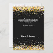 ブラック金ゴールド結婚の写真サンキューカード 招待状 (裏面)