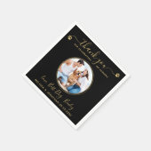 ブラック金ゴールド結婚の感謝ペットカスタムドッグ写真 スタンダードカクテルナプキン (角)