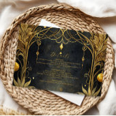 ブラック金ゴールド結婚アールヌーボー エンクロージャーカード